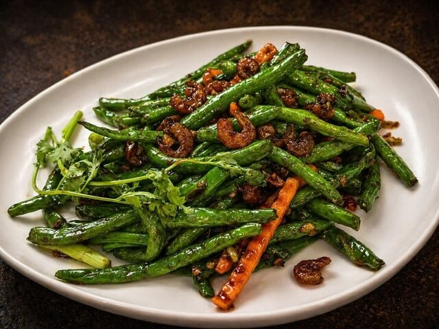 Long Green Bean Stir Fry with Dried Shrimp