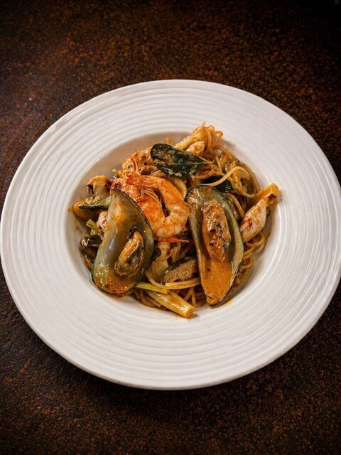 Seafood Spaghetti with Tom Yum Sauce